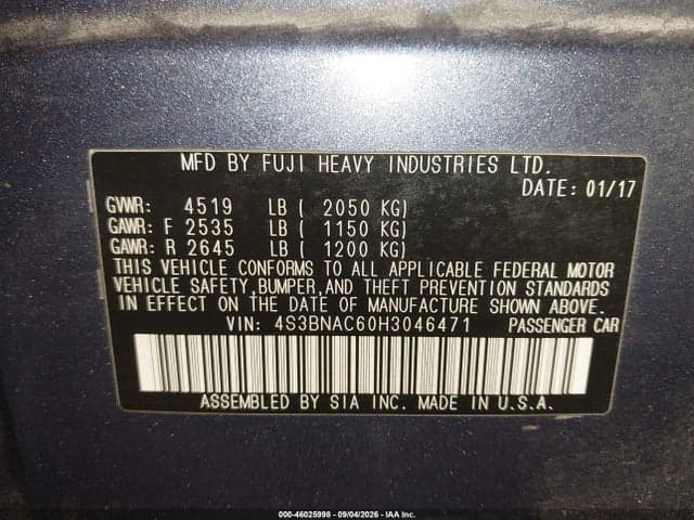 2017 SUBARU LEGACY 2.5I PREMIUM 9