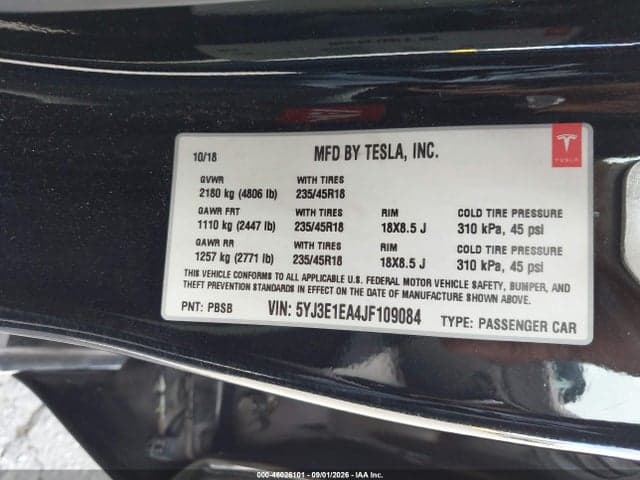 2018 TESLA MODEL 3 LONG RANGE/MID RANGE 9