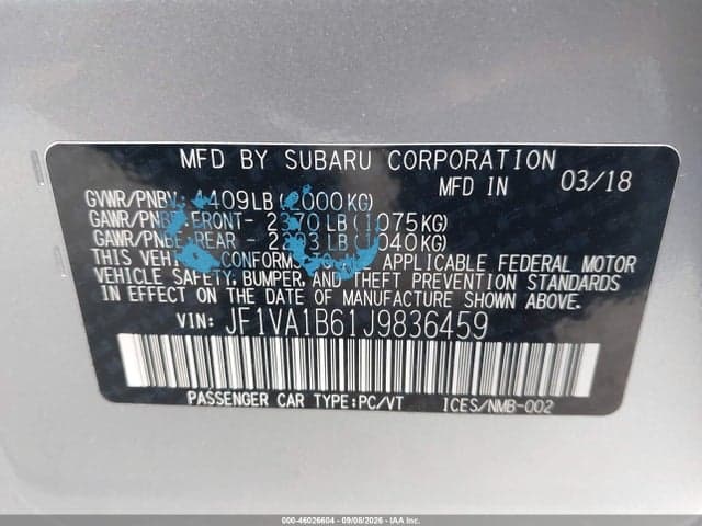 2018 SUBARU WRX PREMIUM 9