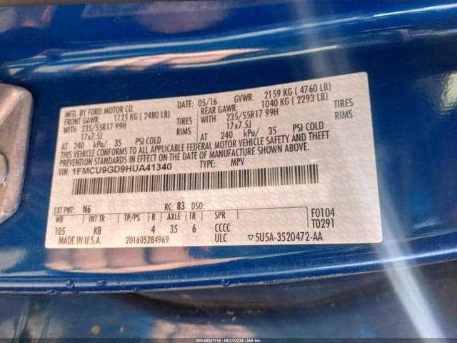 2017 FORD ESCAPE SE 9