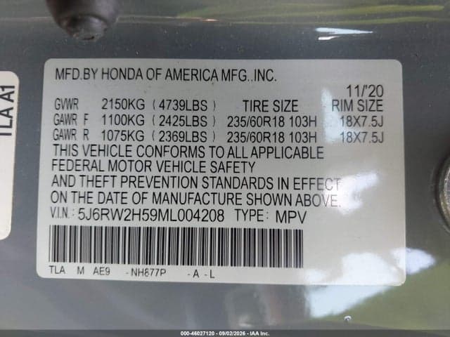 2021 HONDA CR-V AWD EX 9