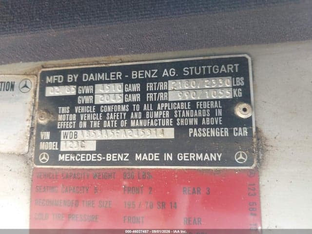 1985 MERCEDES-BENZ 300 CDT 9