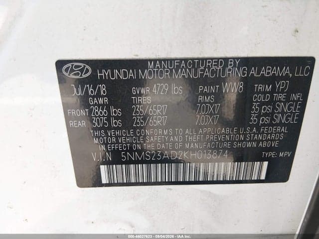 2019 HYUNDAI SANTA FE SE 9