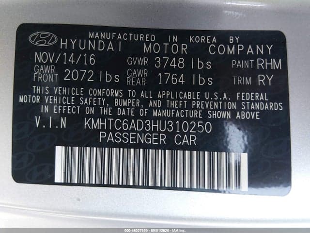 2017 HYUNDAI VELOSTER 9