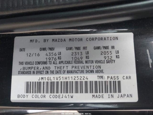 2017 MAZDA MAZDA6 TOURING 9