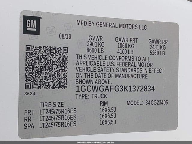 2019 CHEVROLET EXPRESS 2500 WORK VAN 9
