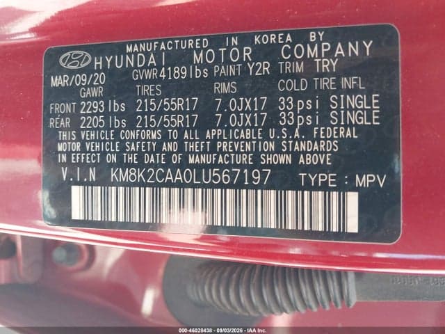 2020 HYUNDAI KONA SEL 9