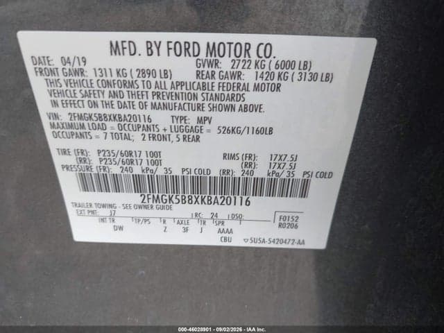 2019 FORD FLEX SE 9
