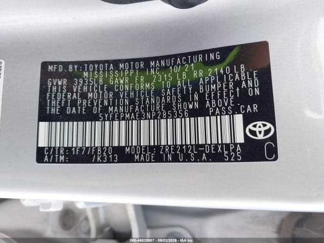 2022 TOYOTA COROLLA LE 9