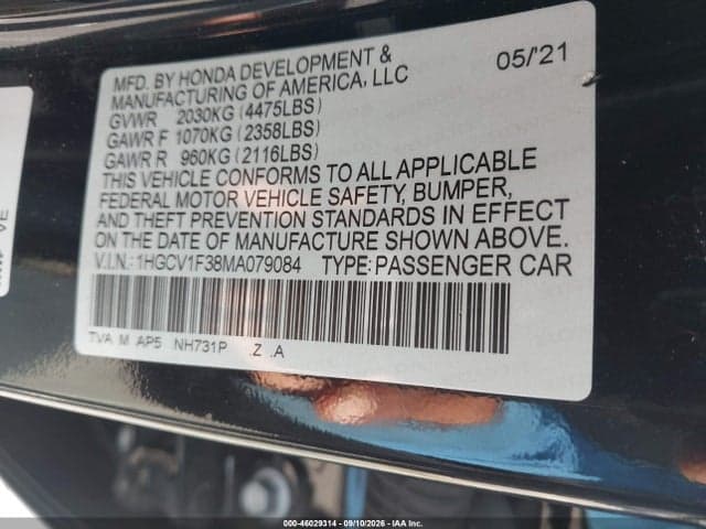 2021 HONDA ACCORD SPORT 9
