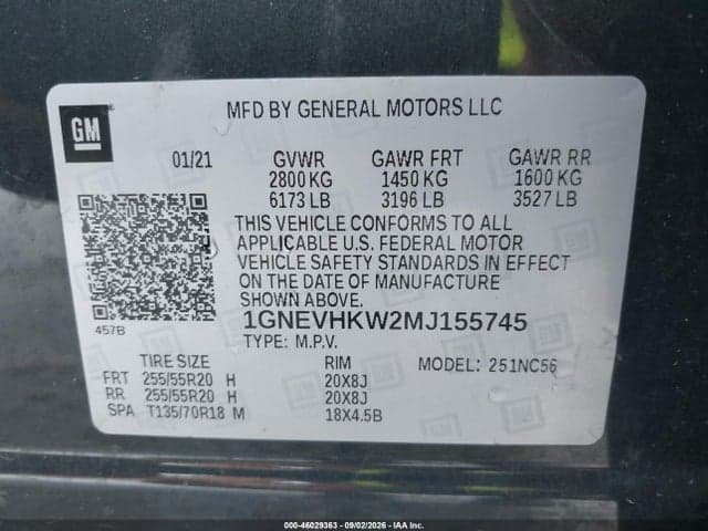 2021 CHEVROLET TRAVERSE AWD LT LEATHER 9