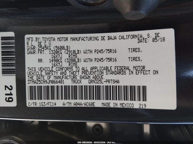 2018 TOYOTA TACOMA SR5 V6 9