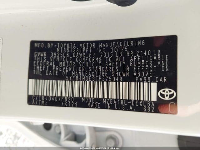 2026 TOYOTA COROLLA LE 9