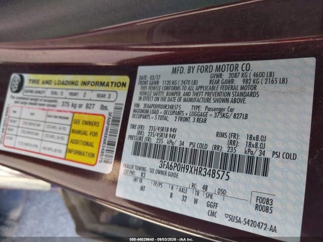 2017 FORD FUSION SE 9