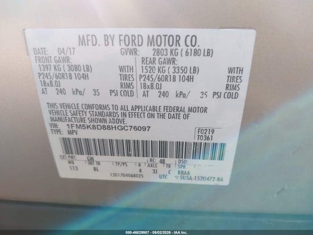 2017 FORD EXPLORER XLT 9