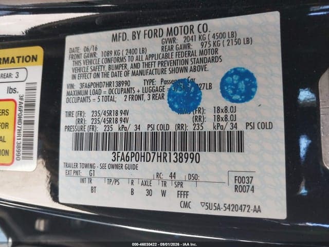2017 FORD FUSION SE 9