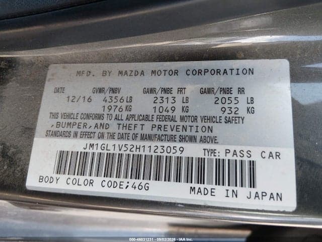 2017 MAZDA MAZDA6 TOURING 8