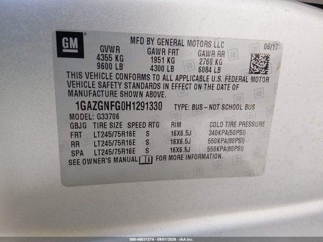 2017 CHEVROLET EXPRESS 3500 LS 9