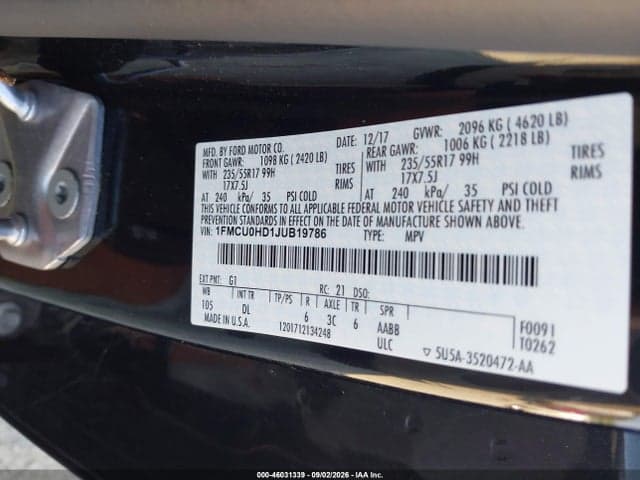 2018 FORD ESCAPE SEL 9