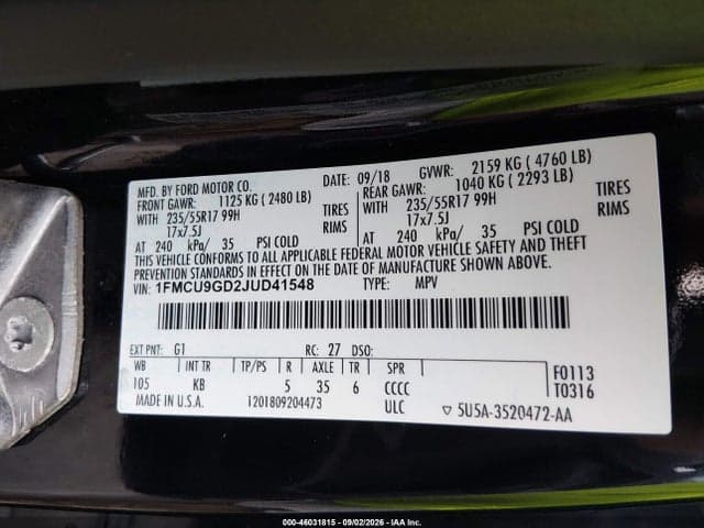 2018 FORD ESCAPE SE 9