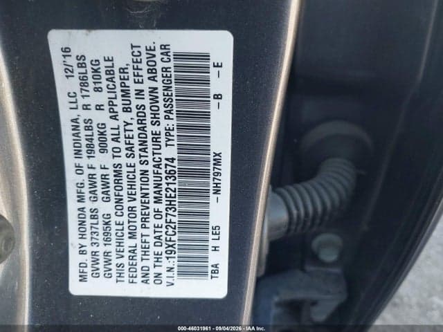 2017 HONDA CIVIC EX 9
