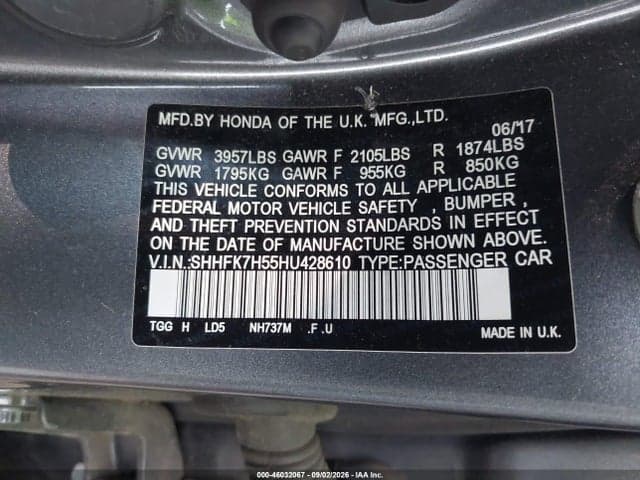 2017 HONDA CIVIC EX 9