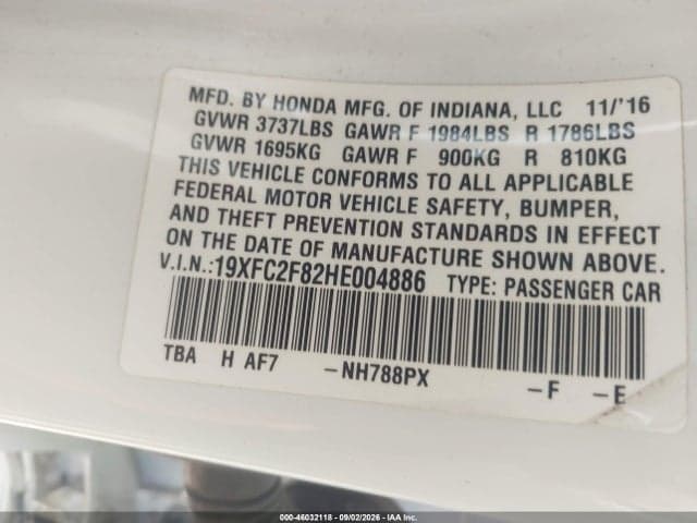 2017 HONDA CIVIC EX 9