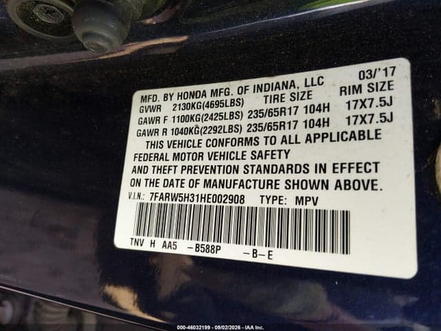 2017 HONDA CR-V LX 9