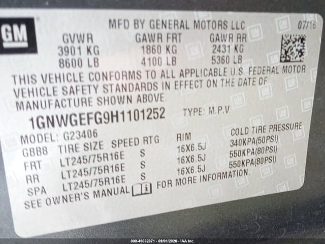 2017 CHEVROLET EXPRESS 2500 LS 8
