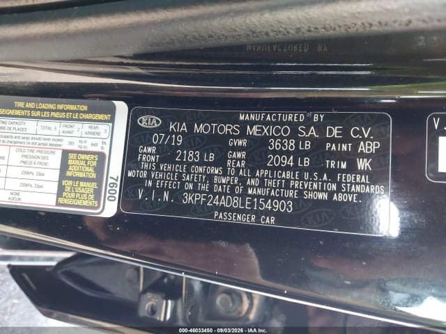 2020 KIA FORTE FE 9