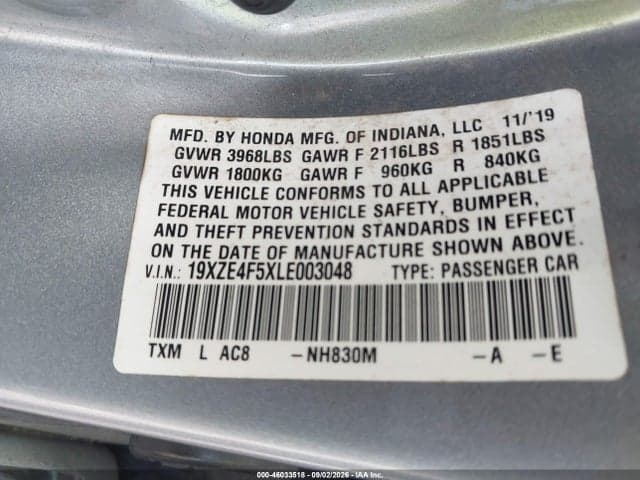2020 HONDA INSIGHT EX 9