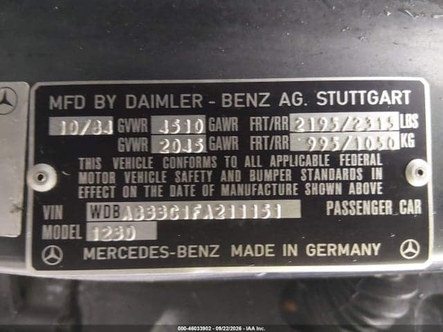 1985 MERCEDES-BENZ 300 DT 9