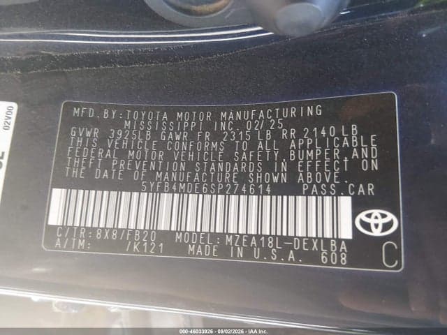 2025 TOYOTA COROLLA LE 9