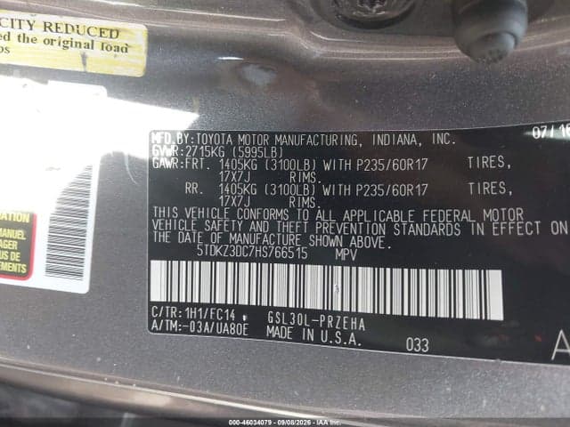 2017 TOYOTA SIENNA LE 8 PASSENGER 9