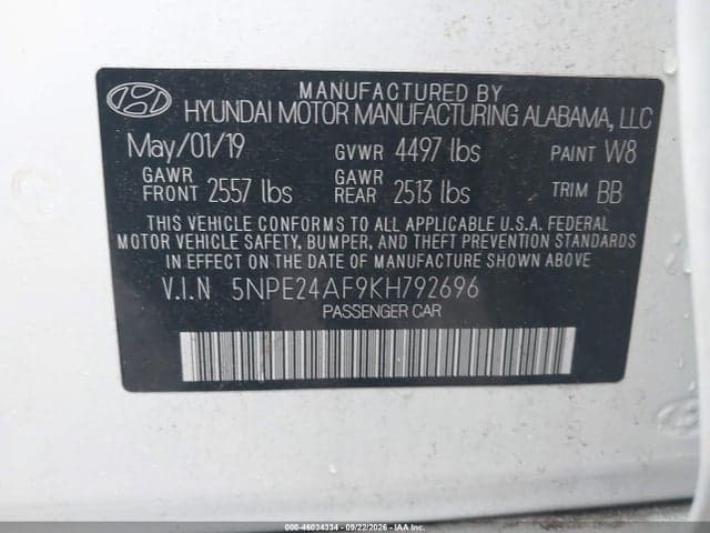 2019 HYUNDAI SONATA SE 9