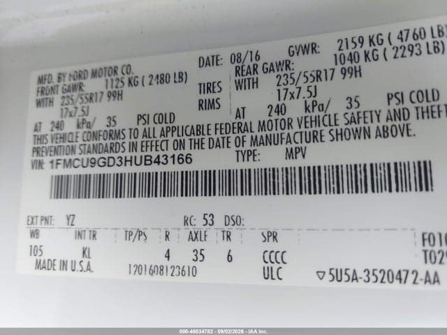 2017 FORD ESCAPE SE 9