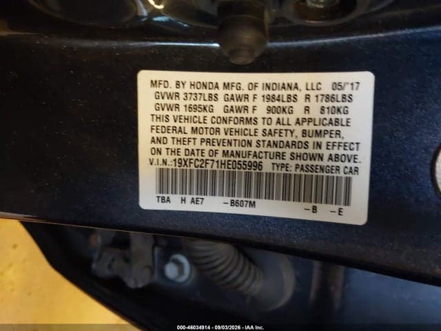 2017 HONDA CIVIC EX 9