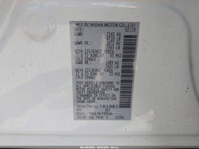 2019 NISSAN ROGUE S 9