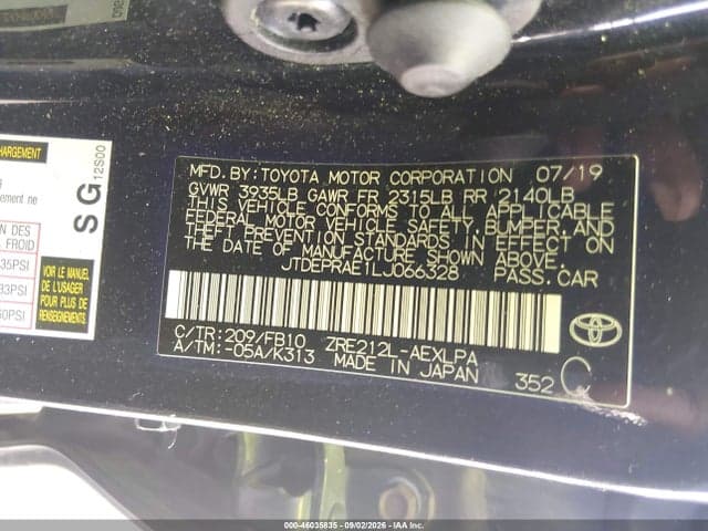 2020 TOYOTA COROLLA LE 9