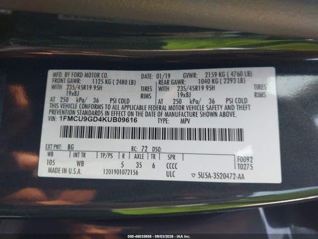 2019 FORD ESCAPE SE 9