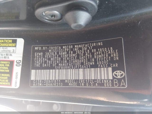 2018 TOYOTA COROLLA LE 9