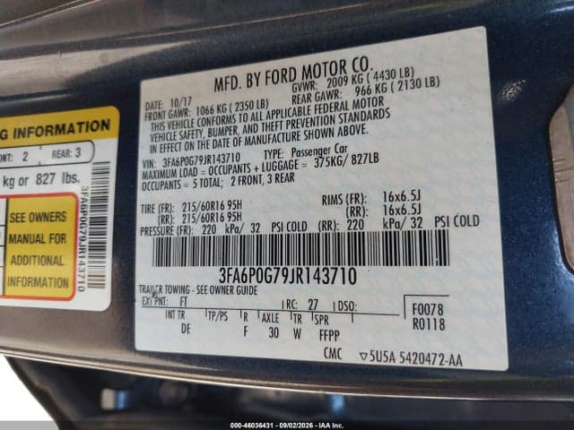 2018 FORD FUSION S 9