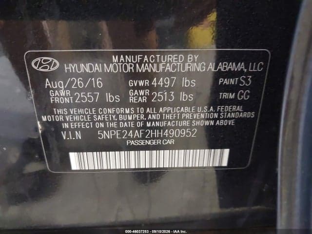 2017 HYUNDAI SONATA 9