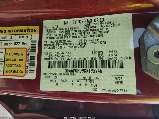 2019 FORD FUSION SE 9