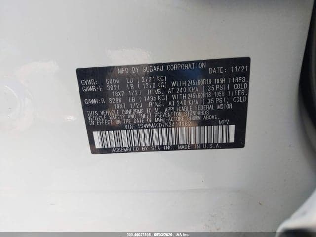 2022 SUBARU ASCENT PREMIUM 9