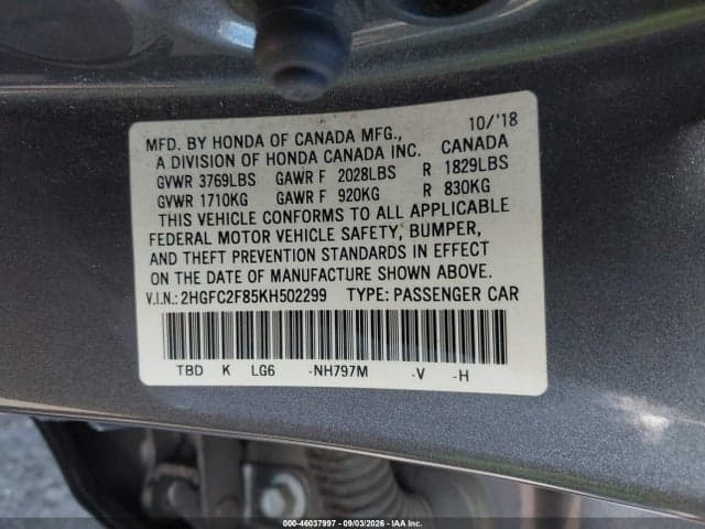 2019 HONDA CIVIC SPORT 9