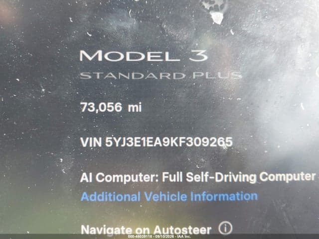 2019 TESLA MODEL 3 LONG RANGE/MID RANGE/STANDARD RANGE/STANDARD RANGE PLUS 15