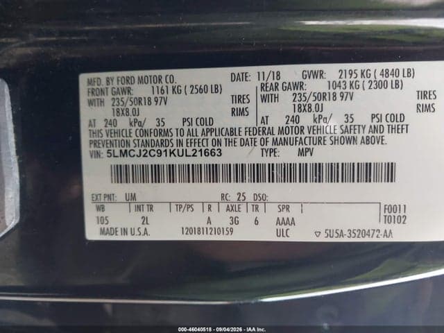 2019 LINCOLN MKC SELECT 9
