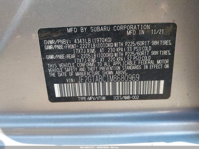 2021 SUBARU CROSSTREK 9