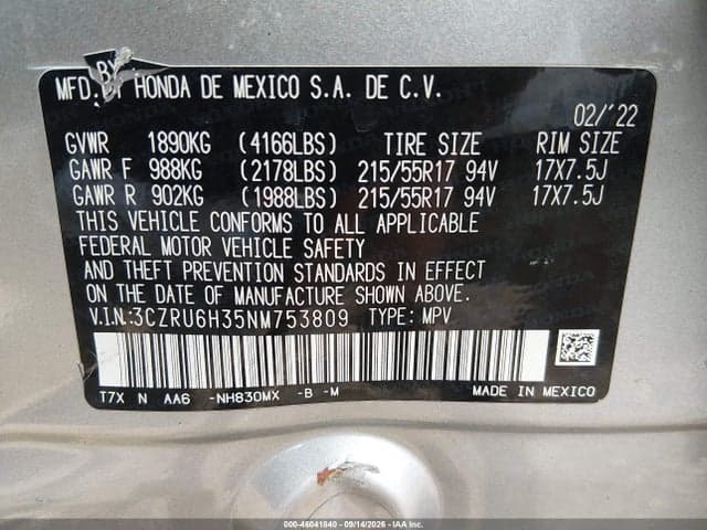 2022 HONDA HR-V AWD LX 9